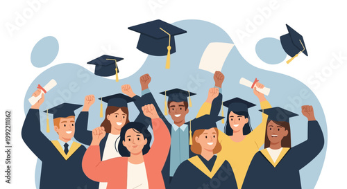 Diverse Group of Graduates Celebrating Academic Achievements and Future Success.