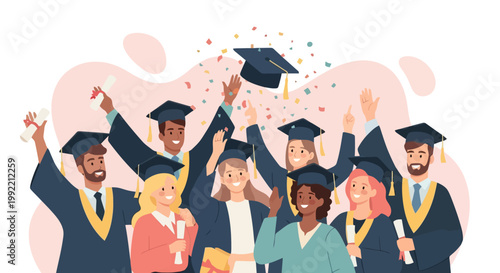 Diverse Group of Graduates Celebrating Academic Achievements Together.