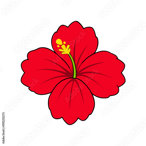 A Tropical Hibiscus Flower With Red Petals And Yellow Center Transparent Background