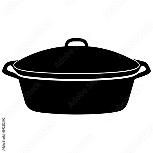 Silhouette Of A Casserole Dish With Handles Transparent Background