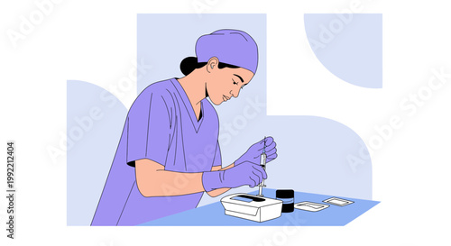 Nurse Performing Medical Procedure with Syringe and Test Kit