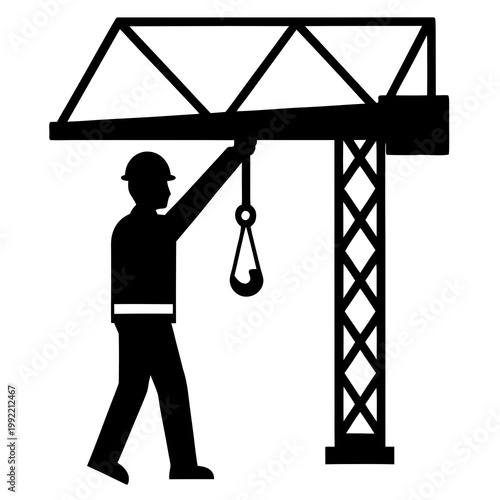 Silhouette Of A Construction Worker Lifting Beam Transparent Background