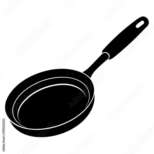 Silhouette Of A Frying Pan With A Spatula Resting Inside Transparent Background