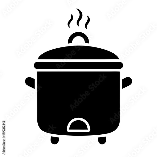 Silhouette Of A Rice Cooker With Steam Transparent Background