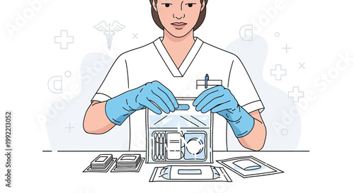 Nurse Preparing Medical Supplies for Surgery or Procedure