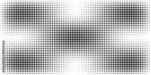 Grunge halftone gradient background. Faded grit noise texture. White and black sand wallpaper. Retro pixelated backdrop. Anime or manga style comic overlay.