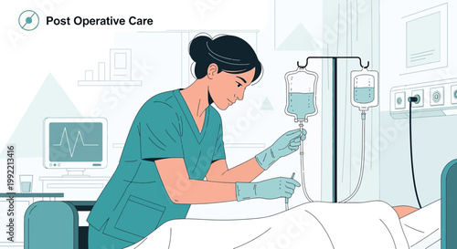 Nurse Providing Post-Operative Care to Patient in Hospital Room