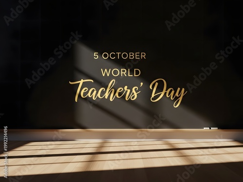a dark room with a light shining on world teachers day high quality professional detailed modern elegant stylish clean crisp vibrant