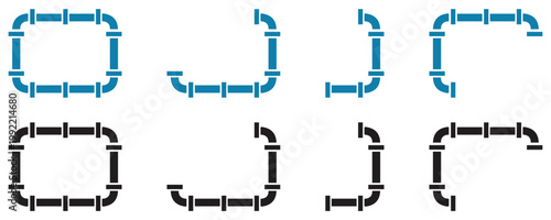 Industrial Pipeline Corner Frame Assortment Graphic.