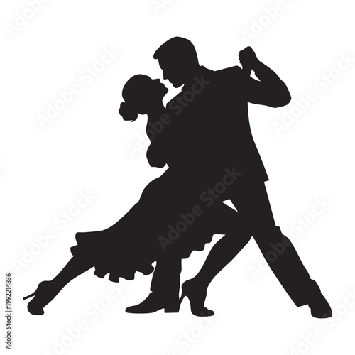 Silhouetted couple dancing passionately a romantic tango scene