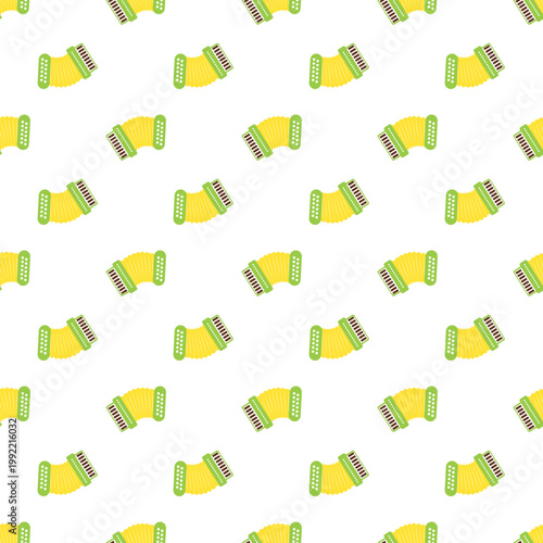 Seamless pattern of accordions for Sao Joao celebrations isolated on transparent background