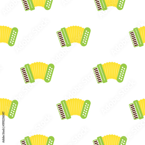 Pattern of accordions for Sao Joao celebrations isolated on transparent background