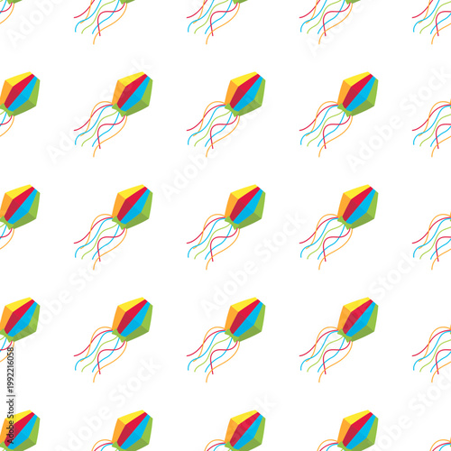 Colorful kites pattern for Sao Joao celebrations, isolated on transparent background