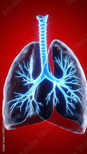 Human Lungs Anatomy - Detailed Medical Visualization for Educational Purposes.