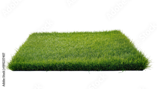 Fotografía Isolated fresh green grass patch, a neatly trimmed rectangular section of natura