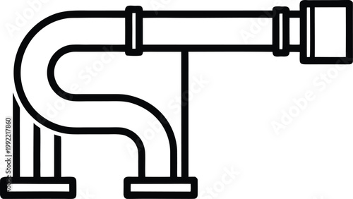 Fotografie Pipe installation scene line art illustration
