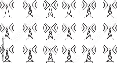 antenna minimalist black radio tower icons communication symbol pack
