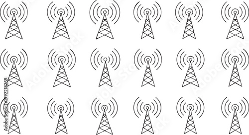 antenna pattern seamless radio tower broadcast icons repeat grid