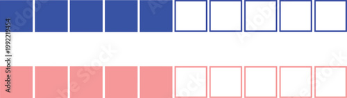 Loading progress bar indicator blue squares completion status interface element minimal vector isolated design concept