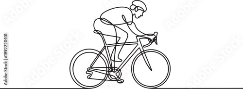 Continuous one line drawing of a cyclist riding a bicycle.one line drawing vector illustration