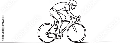 Continuous one line drawing of a cyclist riding a bicycle.one line drawing vector illustration