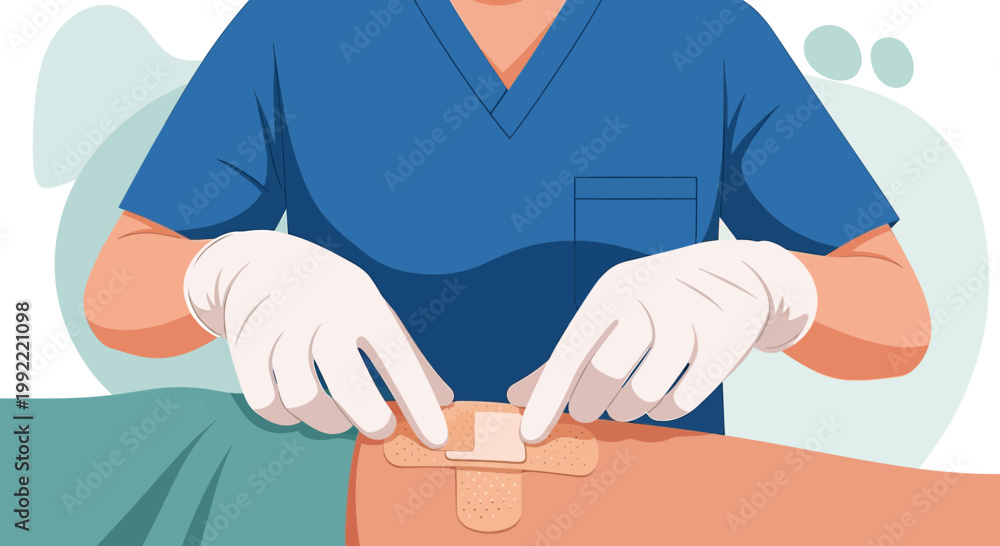 Obraz premium Nurse Applying Bandage to Patient's Leg After Medical Procedure