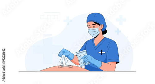 Nurse Applying Wound Dressing to Patient in Operating Room