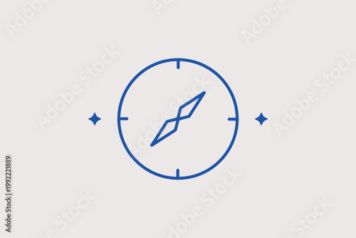 Round compass with a needle indicating directional navigation. Reliable Vector Illustration for travel guidance apps and outdoor adventure maps.