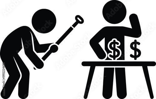 A depiction of exploitation where labor meets financial gain for the privileged