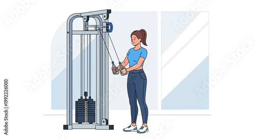 Woman exercising with a cable machine in a gym