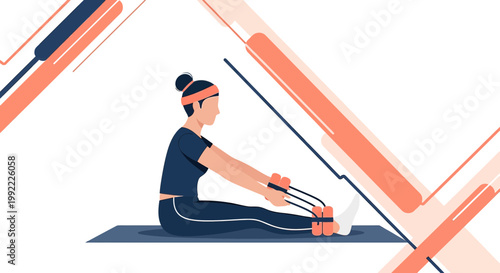 Woman Exercising with Resistance Bands for Fitness and Rehabilitation