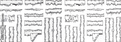 Hand Drawn Rough Zigzag Wavy Scribble Border Line Divider Collection Black Outline Sketch Style Vector Illustration Isolated White Background for Grunge Frame Decoration Design