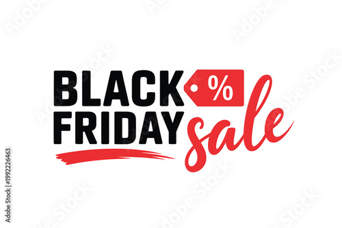 Bold black friday sale advertisement with a red percentage off banner