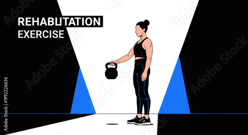 Woman Performing Kettlebell Rehabilitation Exercise for Strength and Recovery
