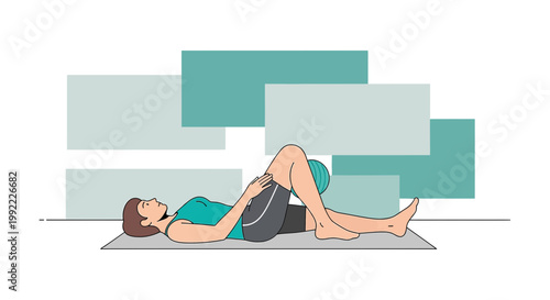 Woman Performing Pelvic Floor Exercise Lying Down on Yoga Mat