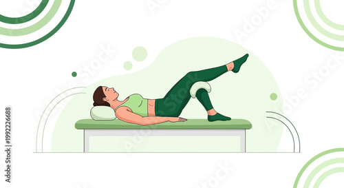 Woman Performing Pilates Exercise on Mat with Ball Between Knees for Core Strength