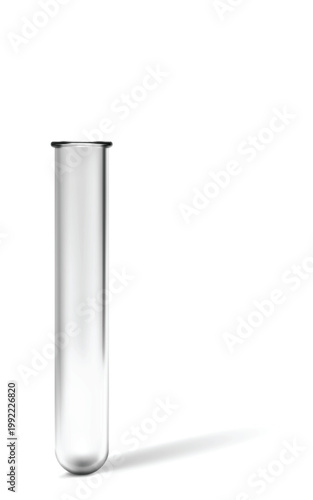 A realistic empty glass laboratory test tube. Equipment for chemical research.