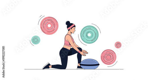 Woman Training with Bosu Ball, Fitness, Workout, Healthy Lifestyle, Exercise