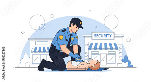 Security Guard Performs CPR on Unconscious Person Outside Store