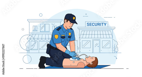 Security Guard Performs CPR on Unconscious Person Outside Store