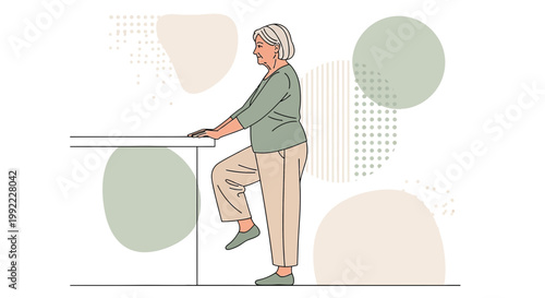 Senior Woman Doing Leg Exercise for Balance and Strength at Home