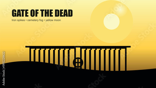Mysterious gate of the dead under a yellow moon Vector