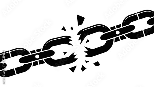 An illustration of a broken chain in black and white, symbolizing disconnection and vulnerability