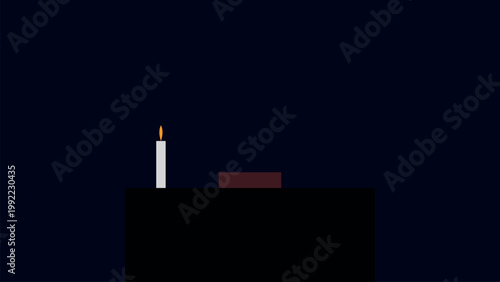 Single candle flame glowing in the dark Vector