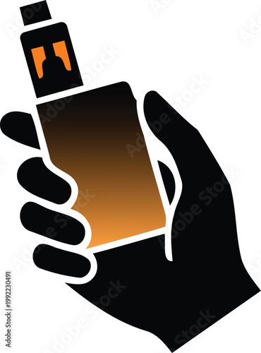 Hand holding a vape device with orange gradient  e cigarette  vaping  nicotine