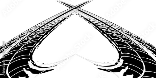 Auto tire tread grunge element. Car and motorcycle tire pattern, wheel tyre tread track.