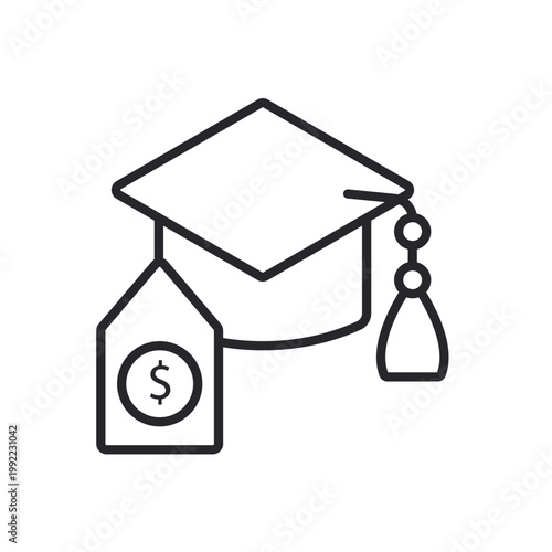 educational price icons outline and Flat Style,transparent background