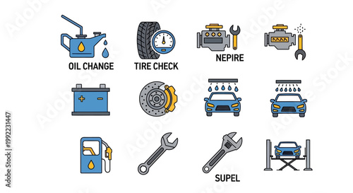 Car repair service icons set.