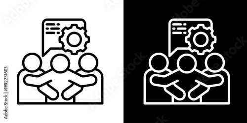 Support Group Icon Of Line Black And White Style Vector Illustrationn