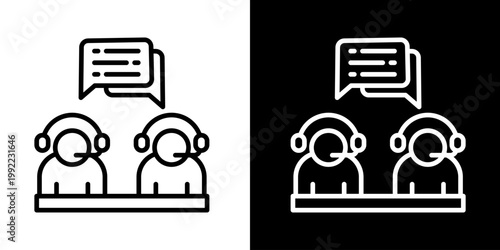 Help Desk Team Icon Of Line Black And White Style Vector Illustrationn
